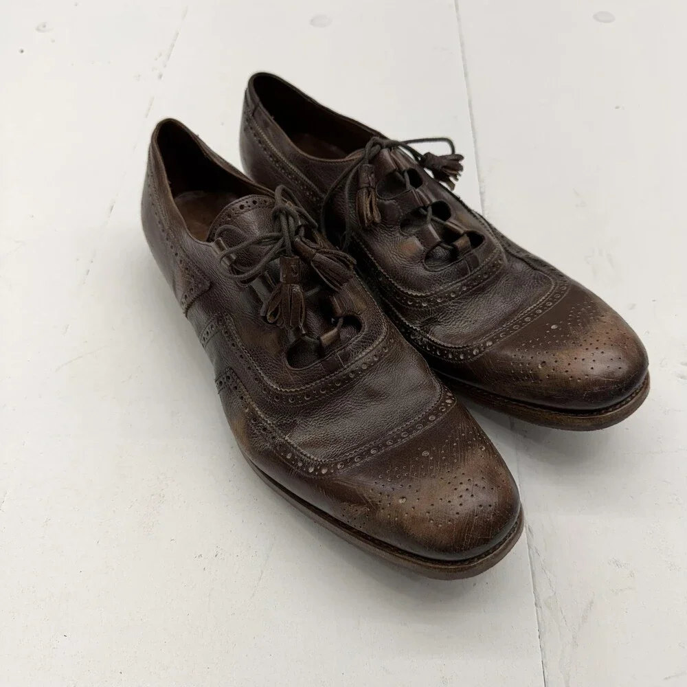 Church's Co Shanghai Brown Glacé Derby Dress Shoes Mens Size 12